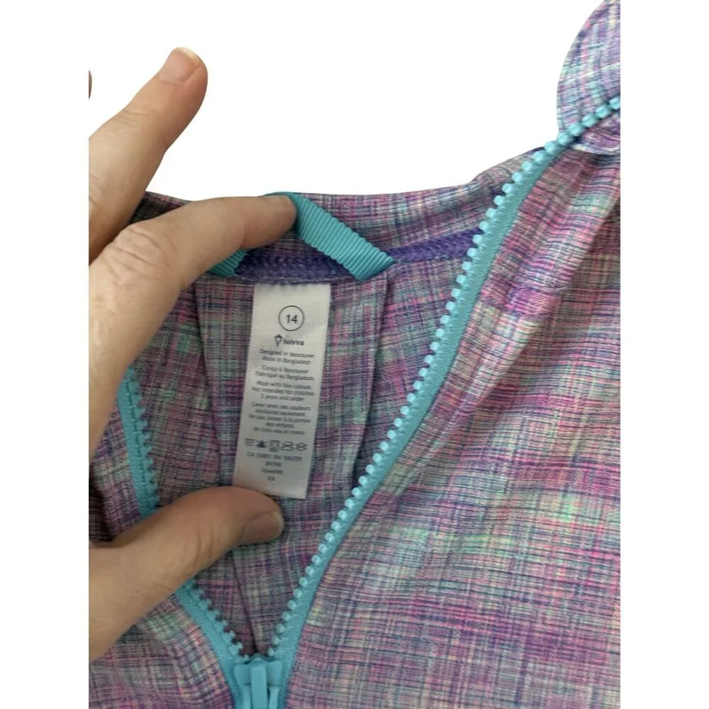 Ivivva Girls Hooded Lightweight Jacket With Full Zip & Pockets Size 14 Purple - Picture 2 of 5
